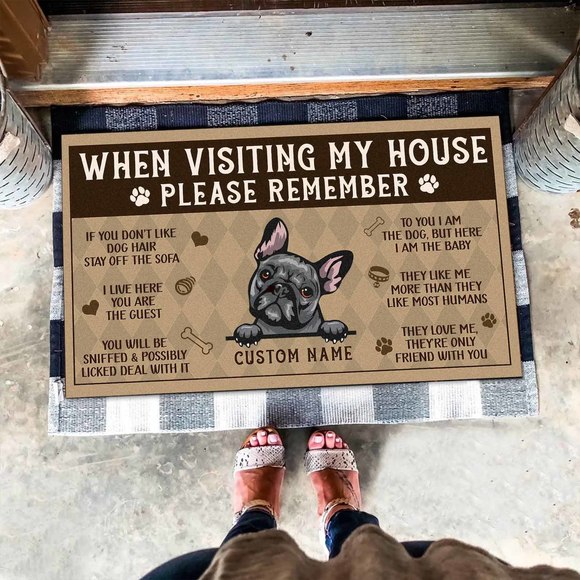 France Bulldog Gift Doormat, Visiting My House Mat, Perfect Gift For Dog Lovers - Picture 1 of 4